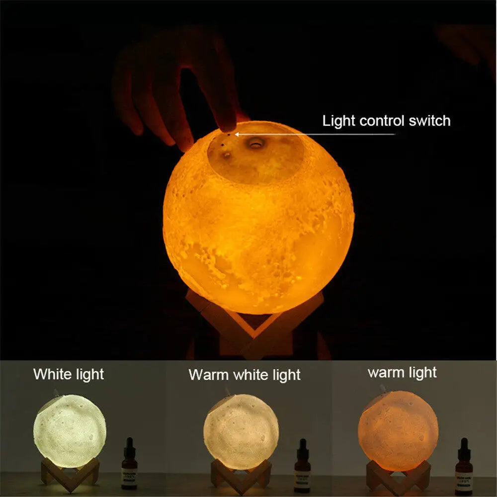 Moon Air Diffuser 880ML Spreader Ultrasonic Portable Air Humidifier USB Air Shooter Full Moon Night Light Home Decoration