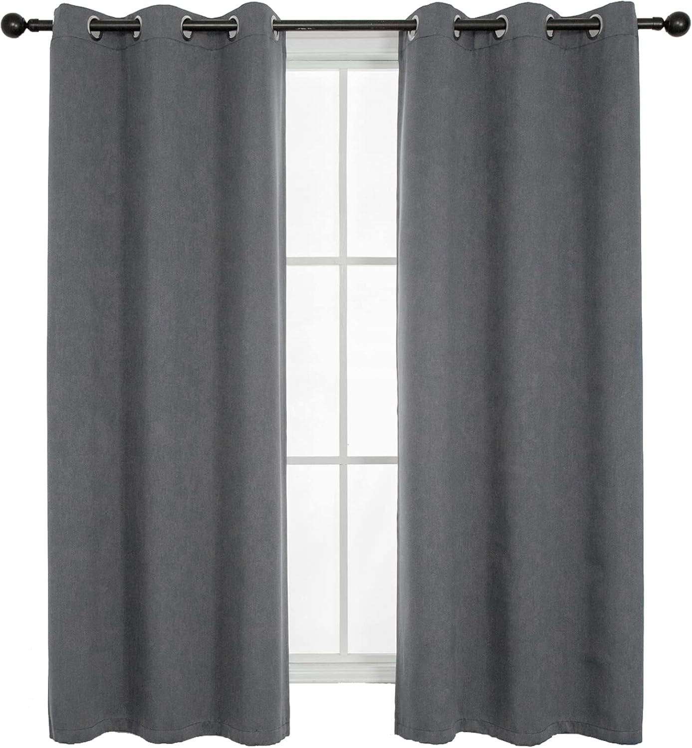 Blackout Curtains 63 Inch Length 2 Panels Grey Room Darkening Curtains Thermal Insulated Drapes Grommet Light Blocking Window Curtains for Bedroom Living Room 42X63 Inch